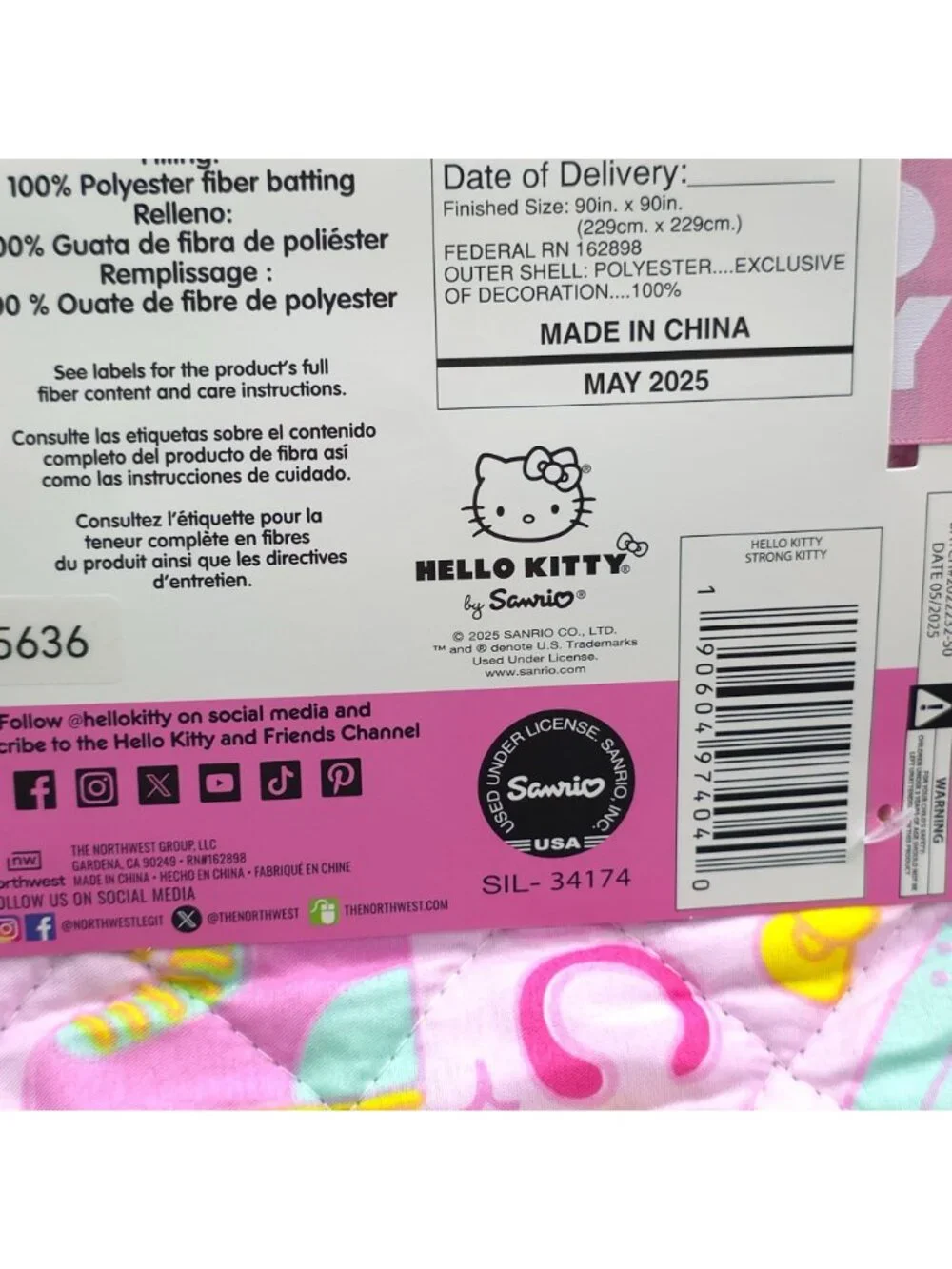 Hello Kitty Full/Queen Quilted Blanket Quilt 90